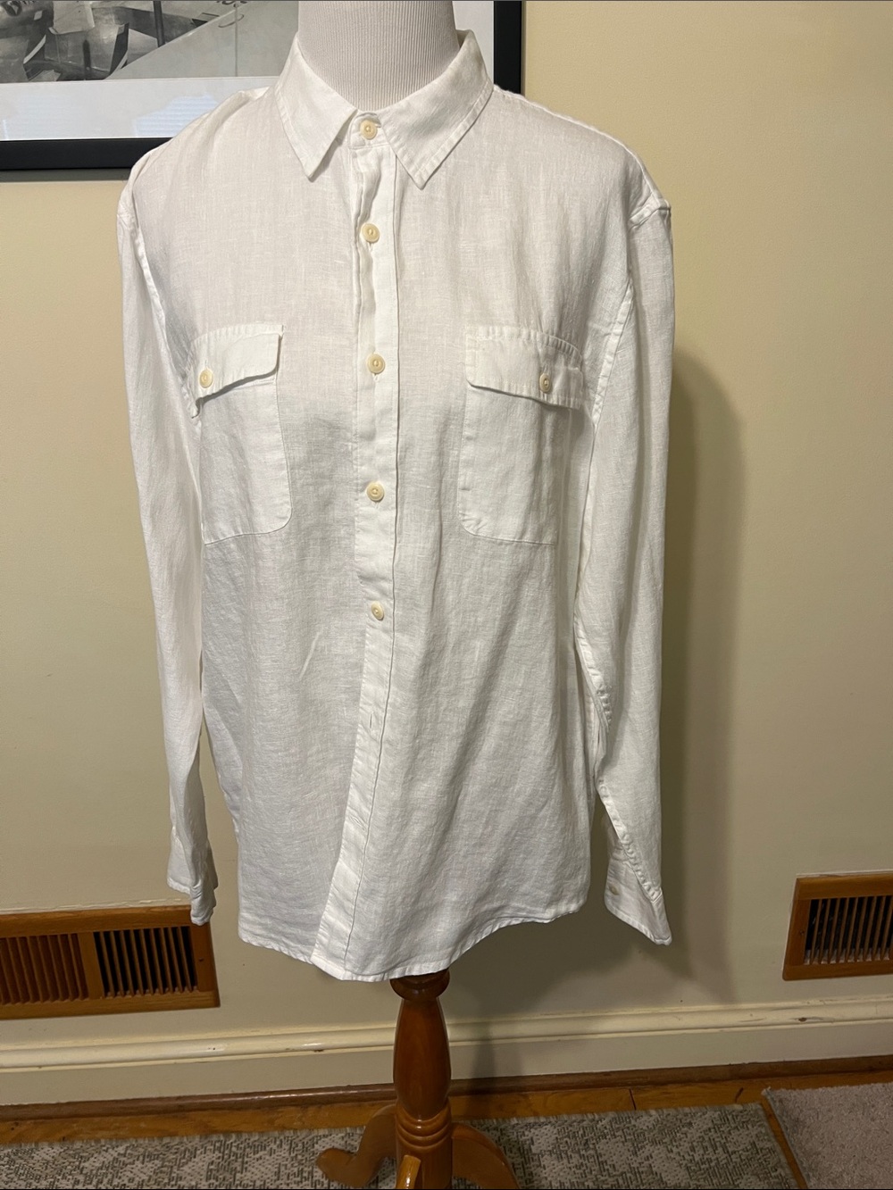 Lucky Brand White Linen Men's Button-Down Shirt